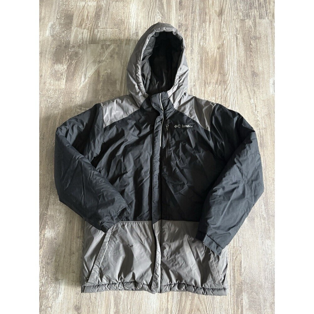 Columbia Lightning Lift Insulated Hood Zip Jacket SB5022 Black Gray Boy Medium